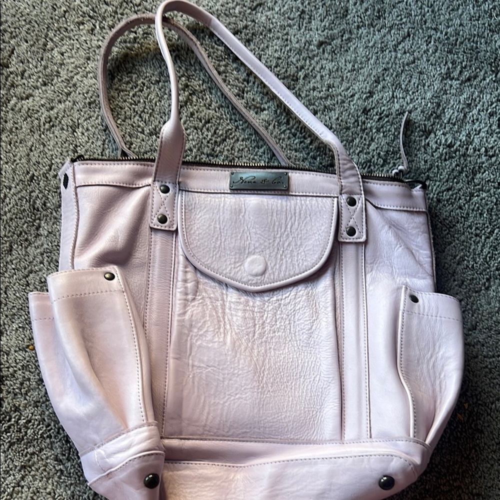 Lavender Leather Tote Bag